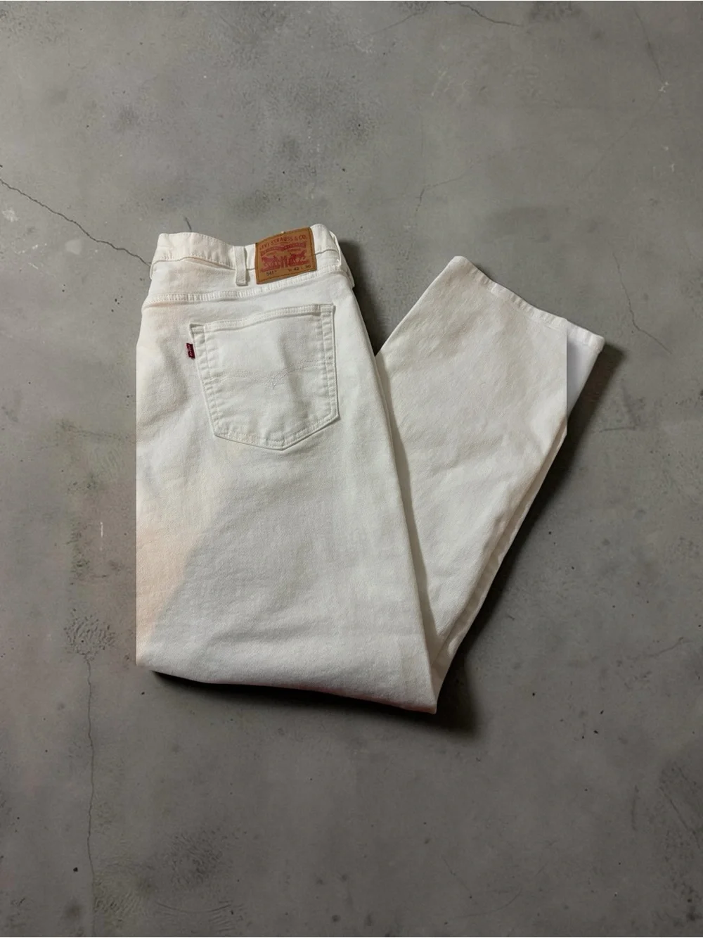 Levi's White Straight-Leg Jeans with Leather Patch